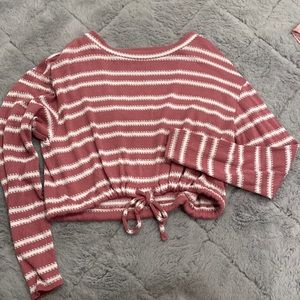 Striped long sleeve crop top